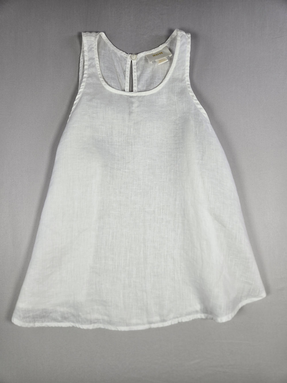 Anthropologie Maeve White Linen Swing Tank Top S Trapeze Racerback Quiet Luxury